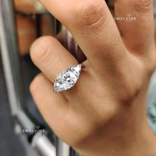 3.83 TCW Cushion Trillion Three Stone Moissanite Engagement Ring