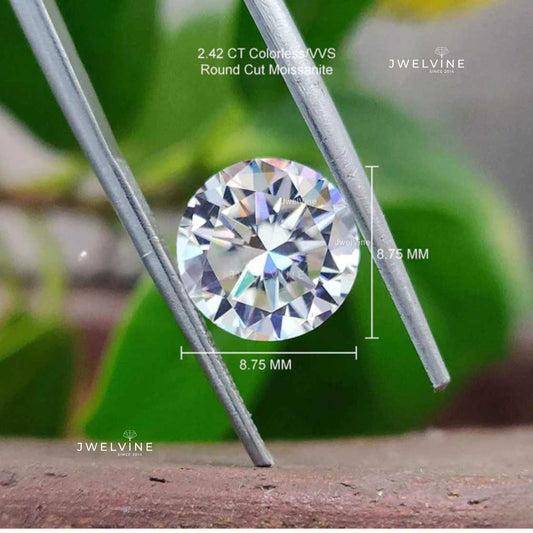 2.42 CT Round Hearts and Arrows Cut Colorless Loose Moissanite