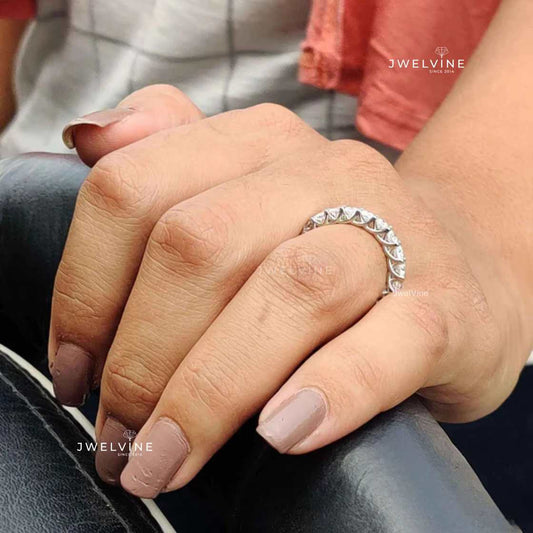 2.37 TW Round Cut Trellis Moissanite Eternity Wedding Band