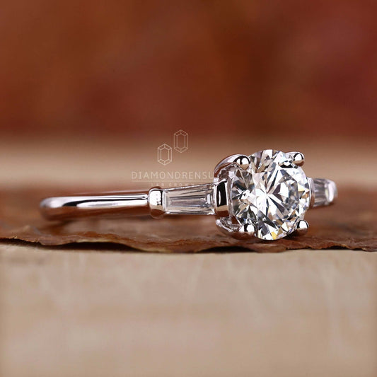 0.80 - 2.0 CT Round Lab Grown Diamond Three Stone Engagement Ring