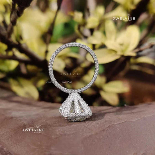 5.71 CT Cushion Cut Trio Pave Set Unique Moissanite Halo Engagement Ring, Wrap Pave Engagement Ring