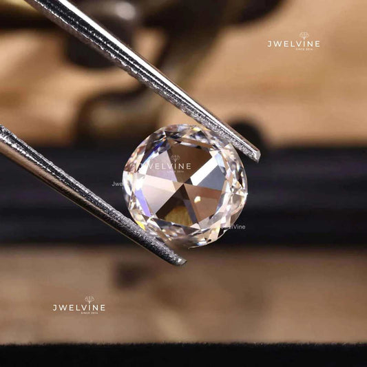 Antique Round Rose Cut Lab Created Diamond, Flat Cut Diamond for Ring