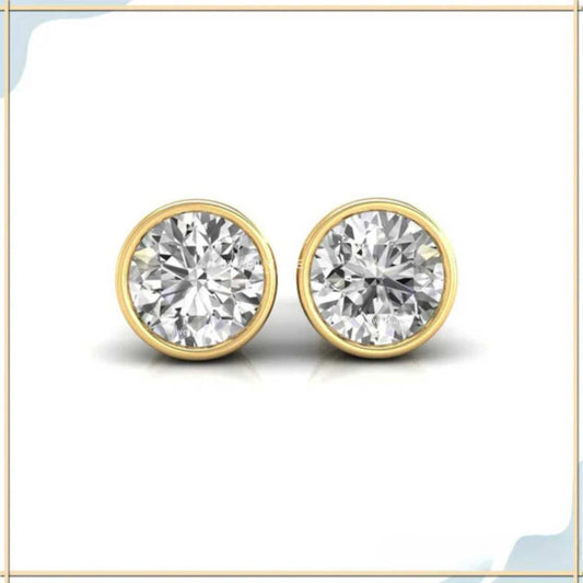 Amazing 5.0 MM Round Cut Lovely Bezel Set Moissanite Stud Earrings