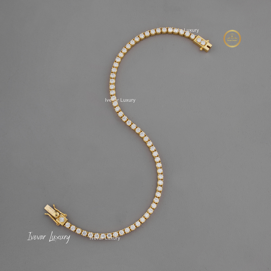 Yellow Gold Natural Diamond Iced-Out Bracelet by Ivevar