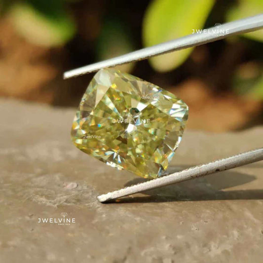 7.77 CT Elegant Greenish Yellow Elongated Cushion Cut Loose Moissanite