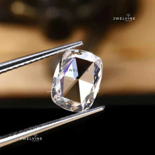 Cushion Rose Cut Lab Grown Diamond, Antique Flat Cut Diamond