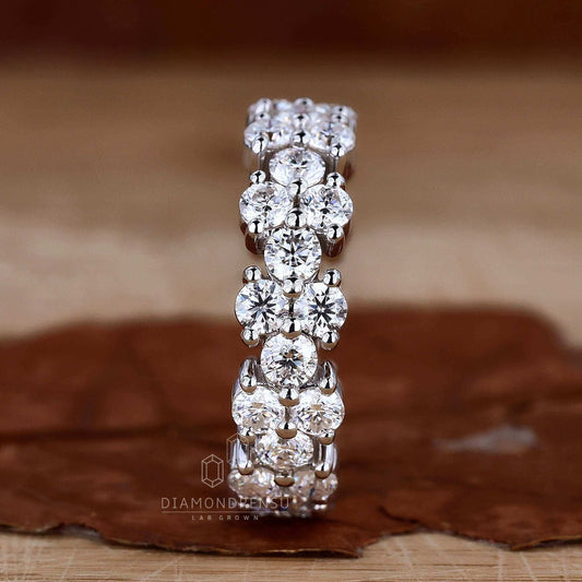 Round Lab Created Diamond Wedding Band Garland Style