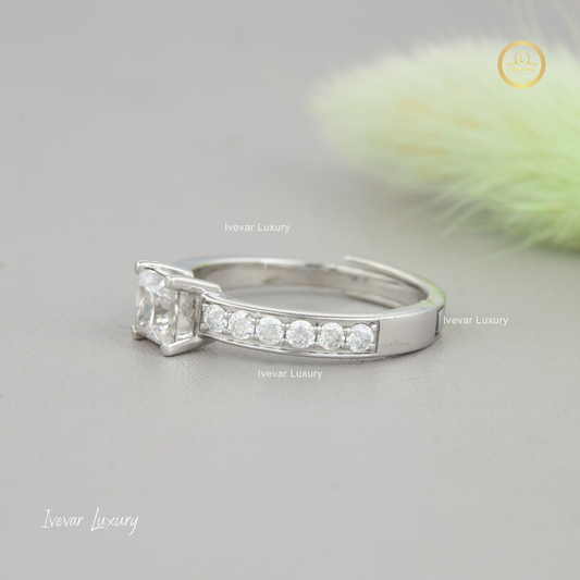 925 Silver Moissanite Diamond Bridal Ring by Ivevar