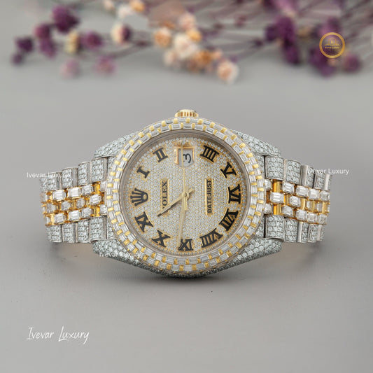 Iced-Out Luxury Watch with Baguette Diamonds by Ivevar