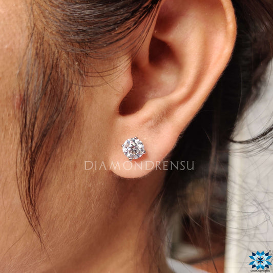 1.60 TCW Round Moissanite Stud Earrings - Screw Back Earrings