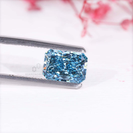 Rare 1.82 CT Radiant Cut Fancy Blue Lab Grown Diamond, Loose Diamond for Custom Jewelry