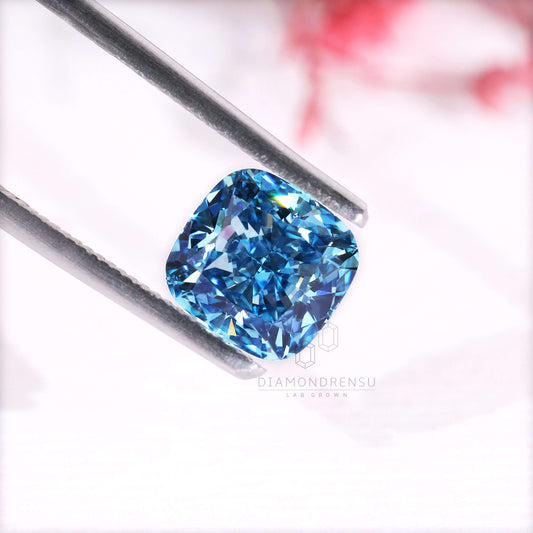 Rare Fancy Blue Color 2.70 Carat Cushion Cut Lab Grown Diamond