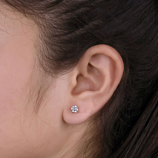 0.50 CT Round Diamond Earrings for Women, Lab Created Diamond Stud Earrings