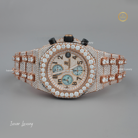 Full Iced Out Moissanite Diamond Watch with Luminous Hands by Ivevar