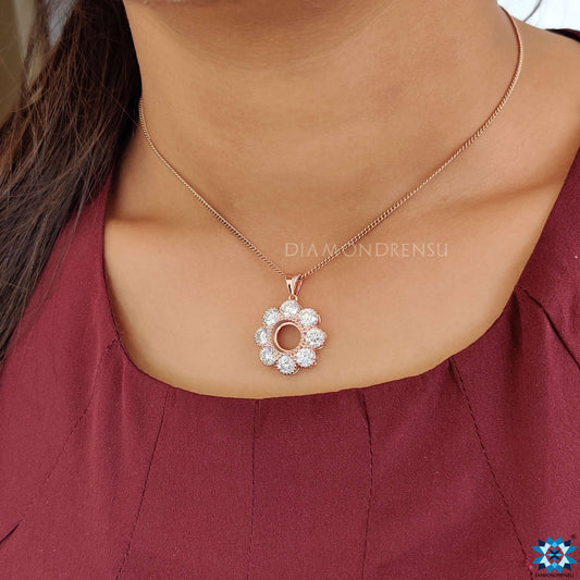 A Simple and  Elegant 2.79 TCW Round Moissanite Flower Pendant