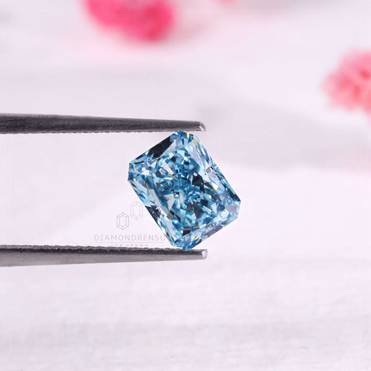 2.02 CT Radiant Cut Fancy Blue Lab Created Diamond for Engagement Ring