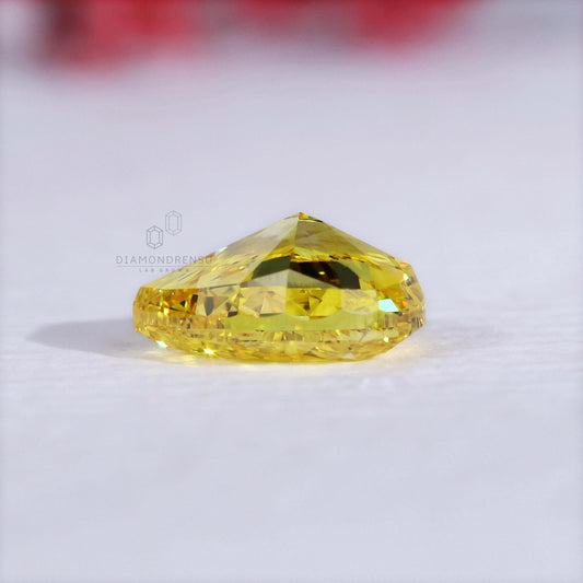 Rare 1.10 CT Pear Cut Intense Yellow Lab Grown Diamond for Engagement Ring