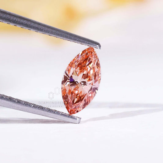 Rare 0.51 CT Marquise Cut Pink Lab Grown Diamond, Loose Diamond for Custom Engagement Ring