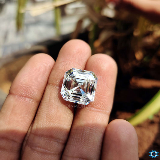 11.85 CT Asscher Cut Colorless Moissanite, Loose Moissanite for Custom Engagement Ring, Wedding Ring or Pendant