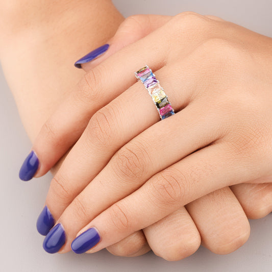 Luxury sapphire diamond eternity band by Ivevar