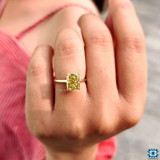 Canary Yellow 2.33 CT Radiant Moissanite Solitaire Engagement Ring