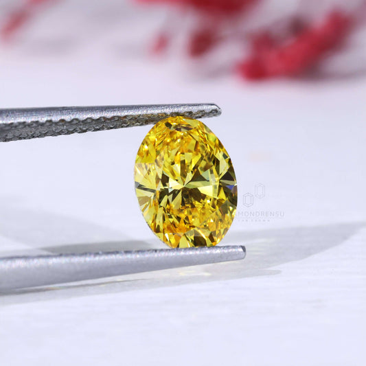 Rare 1.27 CT Fancy Yellow Oval Lab Grown Diamond, Loose Diamond for Engagement Ring