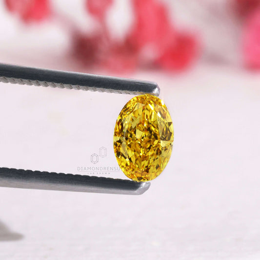 Fancy Vivid Yellow 0.70 CT Oval Lab Grown Diamond for Engagement Ring