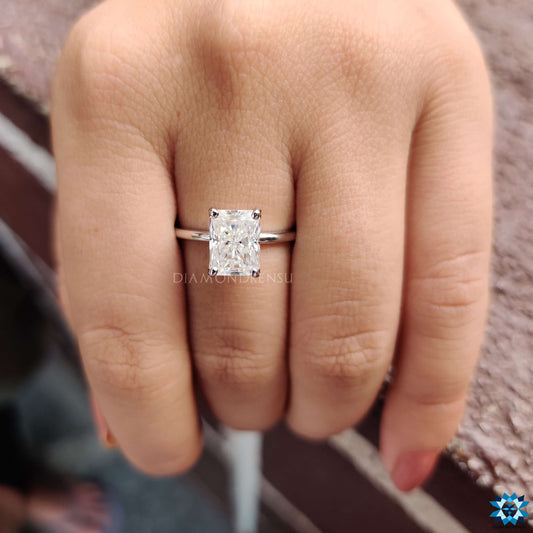 2.01 CT Radiant Cut Moissanite Simple Solitaire Engagement Ring