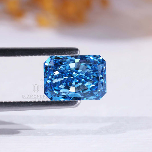 IGI Certified Fancy Vivid Blue 3.03 CT Radiant Cut Lab Grown Diamond for Engagement Ring