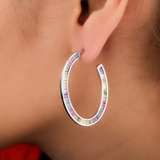 Luxury rainbow sapphire hoop earrings by Ivevar