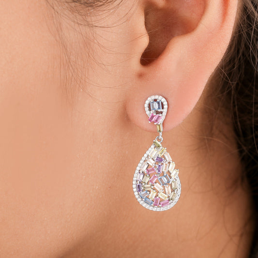 Luxury rainbow sapphire chandelier earrings by Ivevar