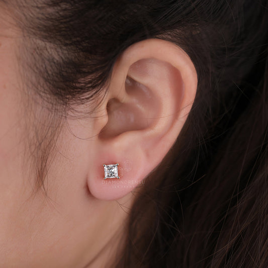 Princess Cut Lab Grown Diamond Stud Earrings