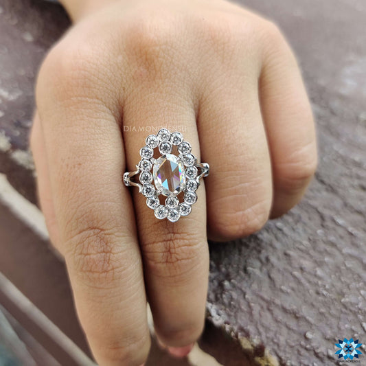 Rose Cut Moissanite Ring - Vintage Elegance